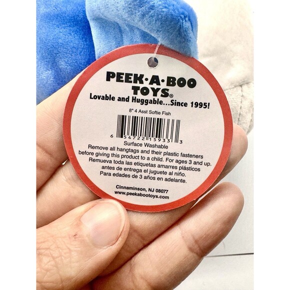 Peek a Boo Toys Blue Whale Plush 8 Inch Stuffed Animal Toy Gift Stocking Stuffer - Picture 5 of 10
